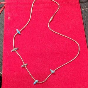 Vintage Native American Turquoise Liquid Silver Necklace